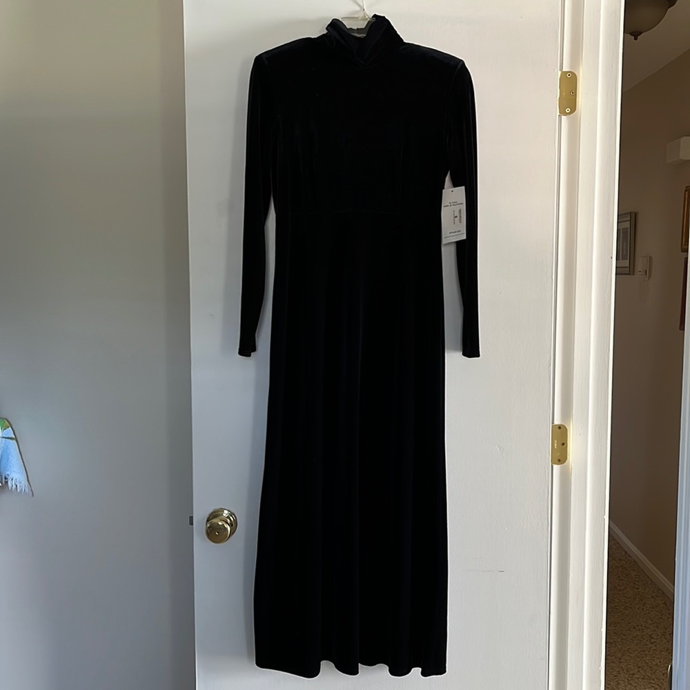 ♥️NWOT Long sleeve GORGEOUS black VELVET turtleneck dress.